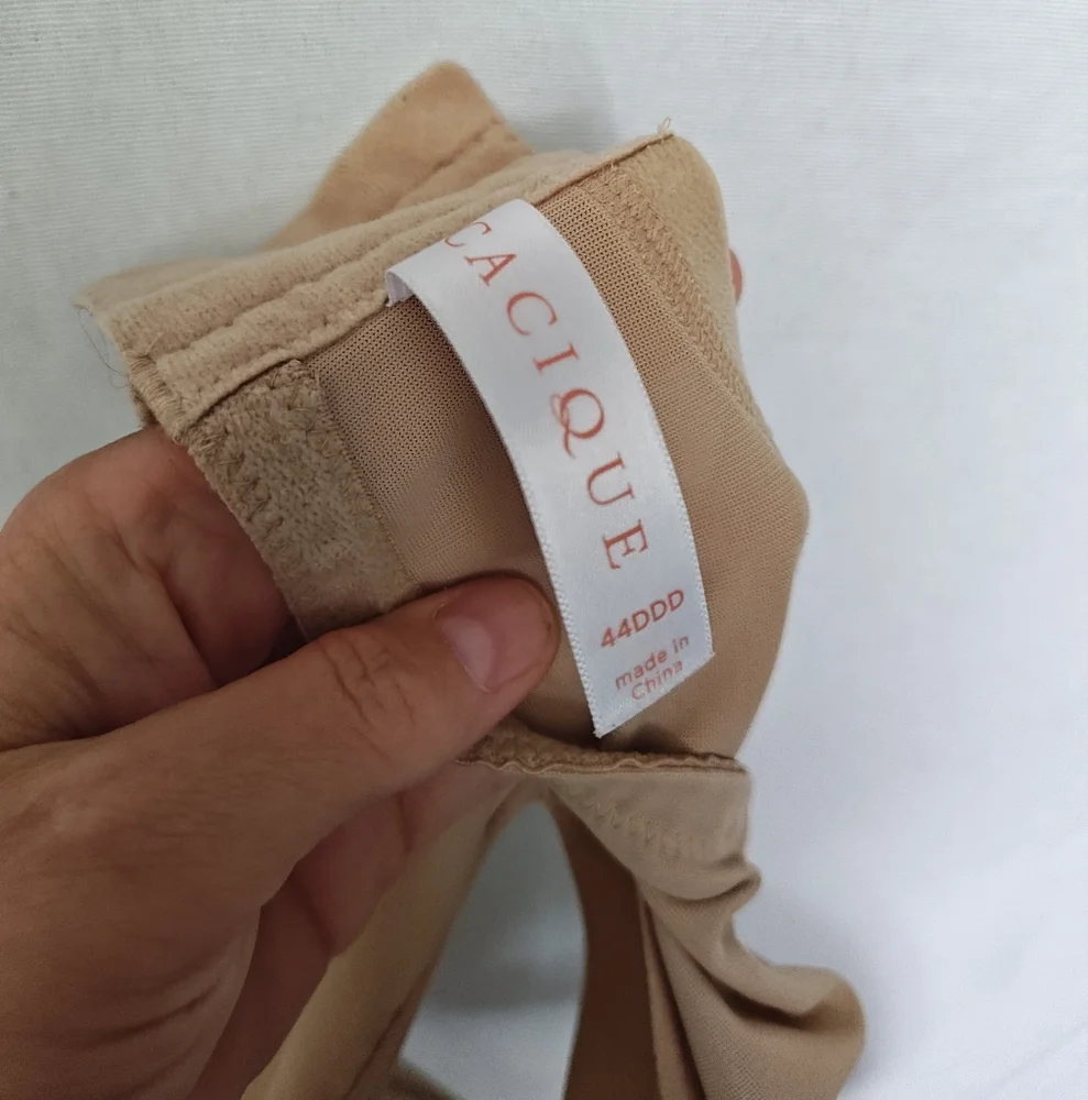 Cacique Bra Smooth Lightly Lined Balconette‎ Tan Beige 44DDD Molded Cups Cafe